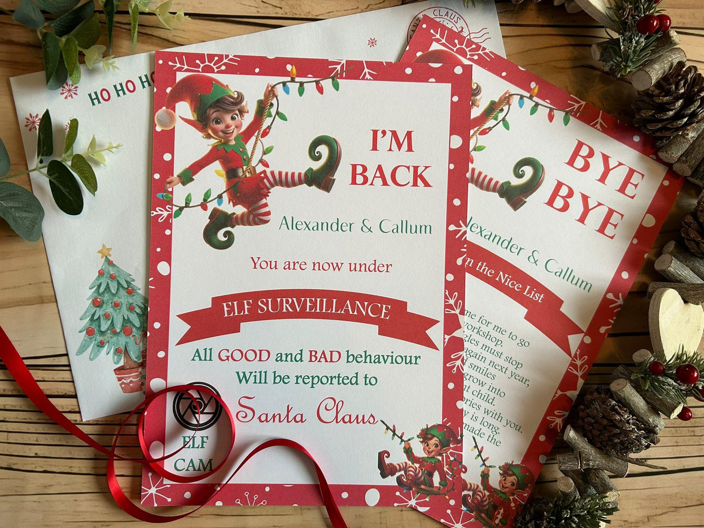 Personalised A4 Elf I'm Back letter Elf Goodbye nice list certificate christmas eve box filler Santas Good List Elf Mischief