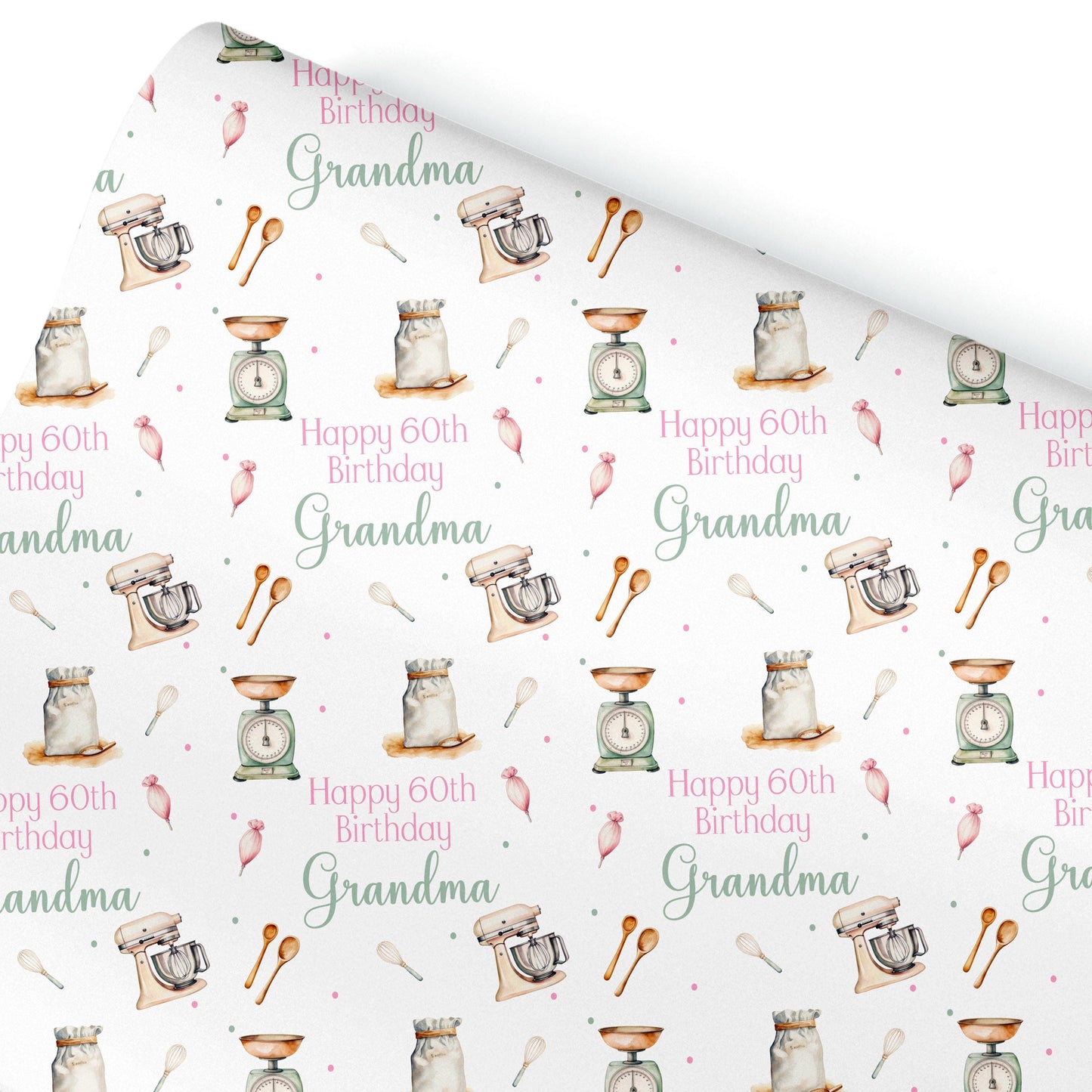 Personalised Food Baking Gift Wrapping Paper Custom Name & Cute Baking Design for Food Lovers