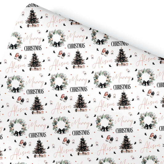 Christmas Gift Wrapping Paper, Personalised Gift Wrap for Her For Him, Ladies wrapping paper