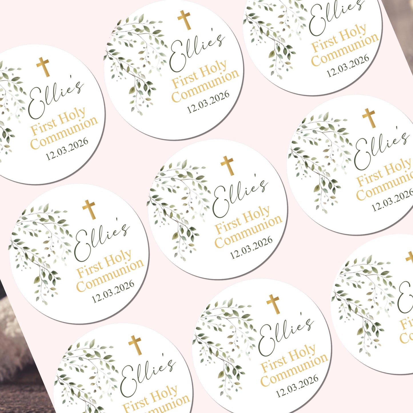 Personalized First Holy Communion Stickers, Party Favor Labels, Confirmation, Christening stickers