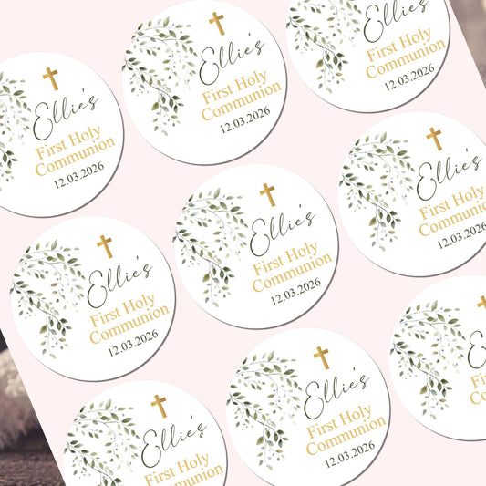 Personalized First Holy Communion Stickers, Party Favor Labels, Confirmation, Christening stickers