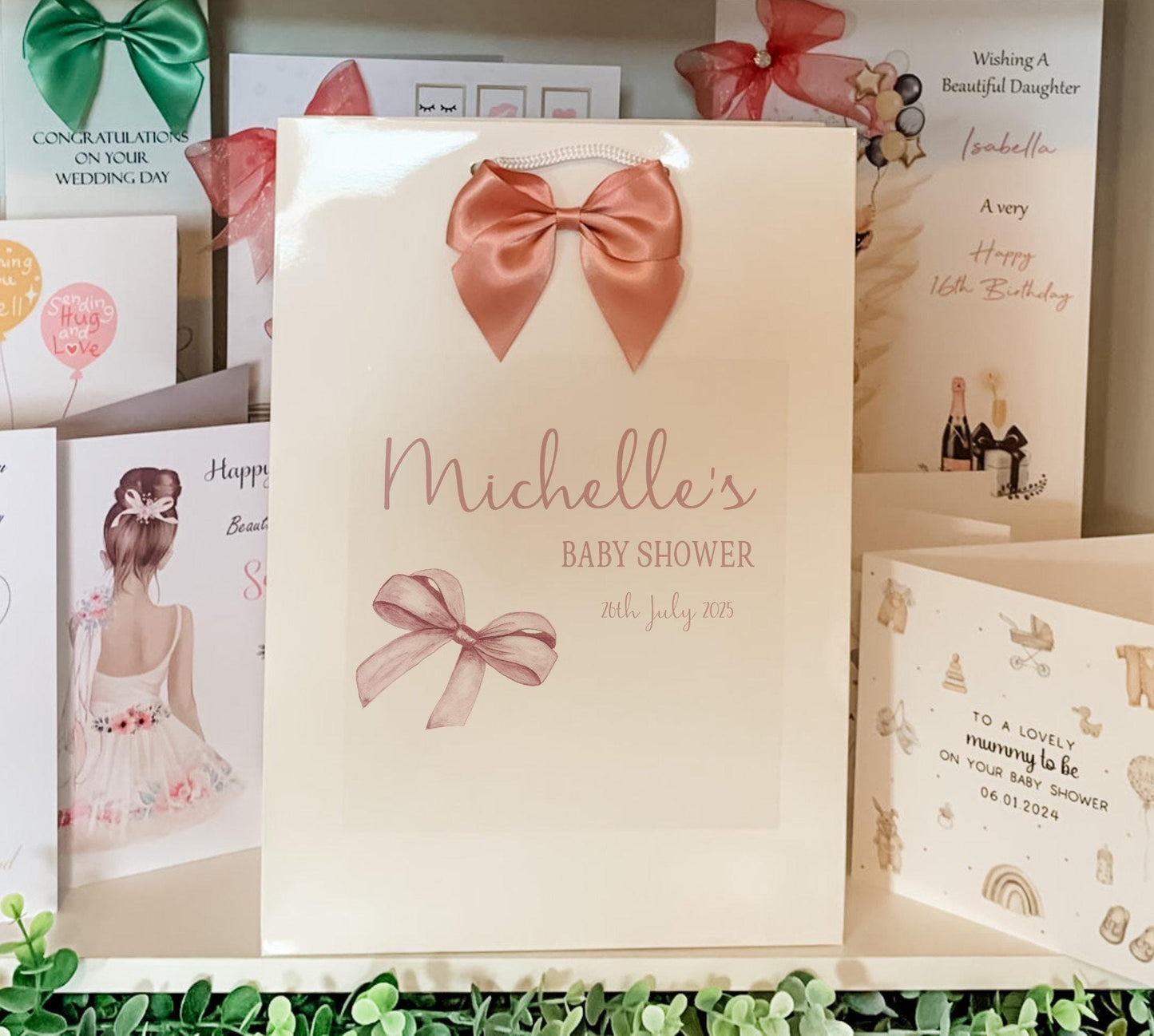 Personalised Baby Shower Gift Bag, Luxury Gift Bag with Rope Handles, Mum-to-be