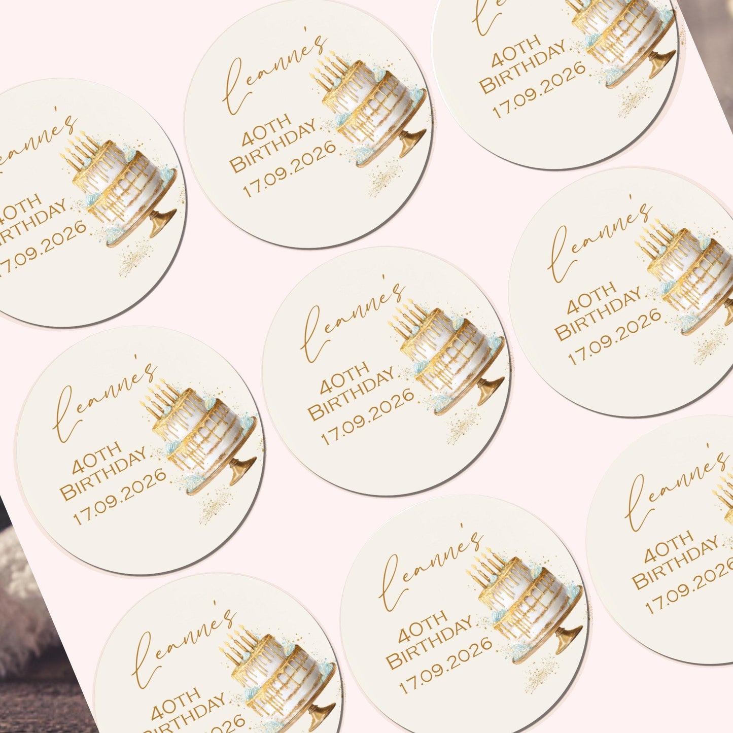 Personalised Birthday Stickers for Favours Party Bags Birthday Cake Seals 18th 21st 30th Birthday Lables
