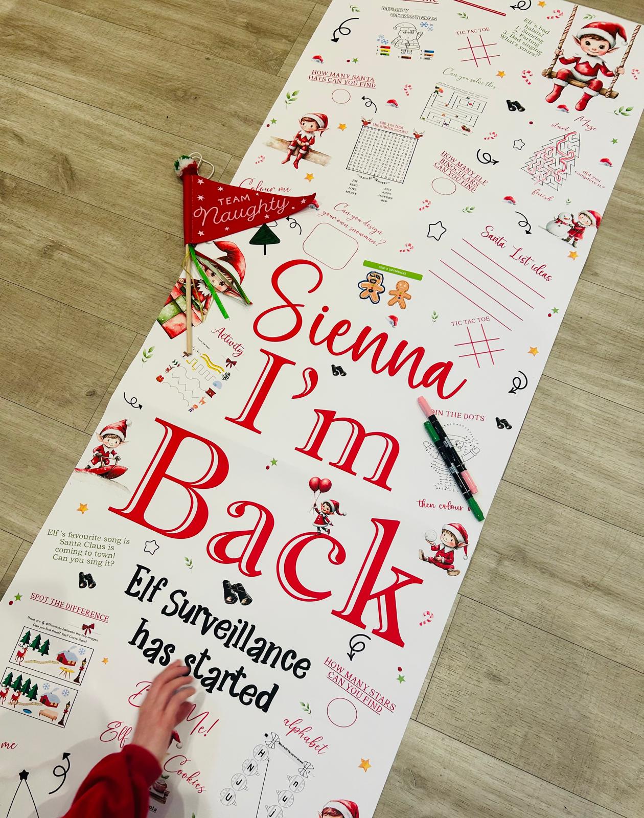 Christmas Elf Arrival Activity Banner  Elf Fun Colouring banner, Elf Banner Kids