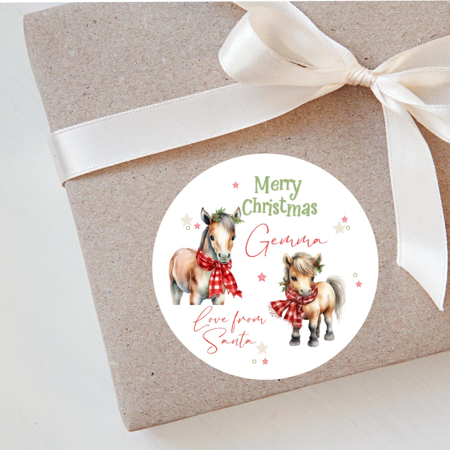 Personalised Christmas Stickers Labels For Wrapping Gifts, Name Tag, Horse Lover