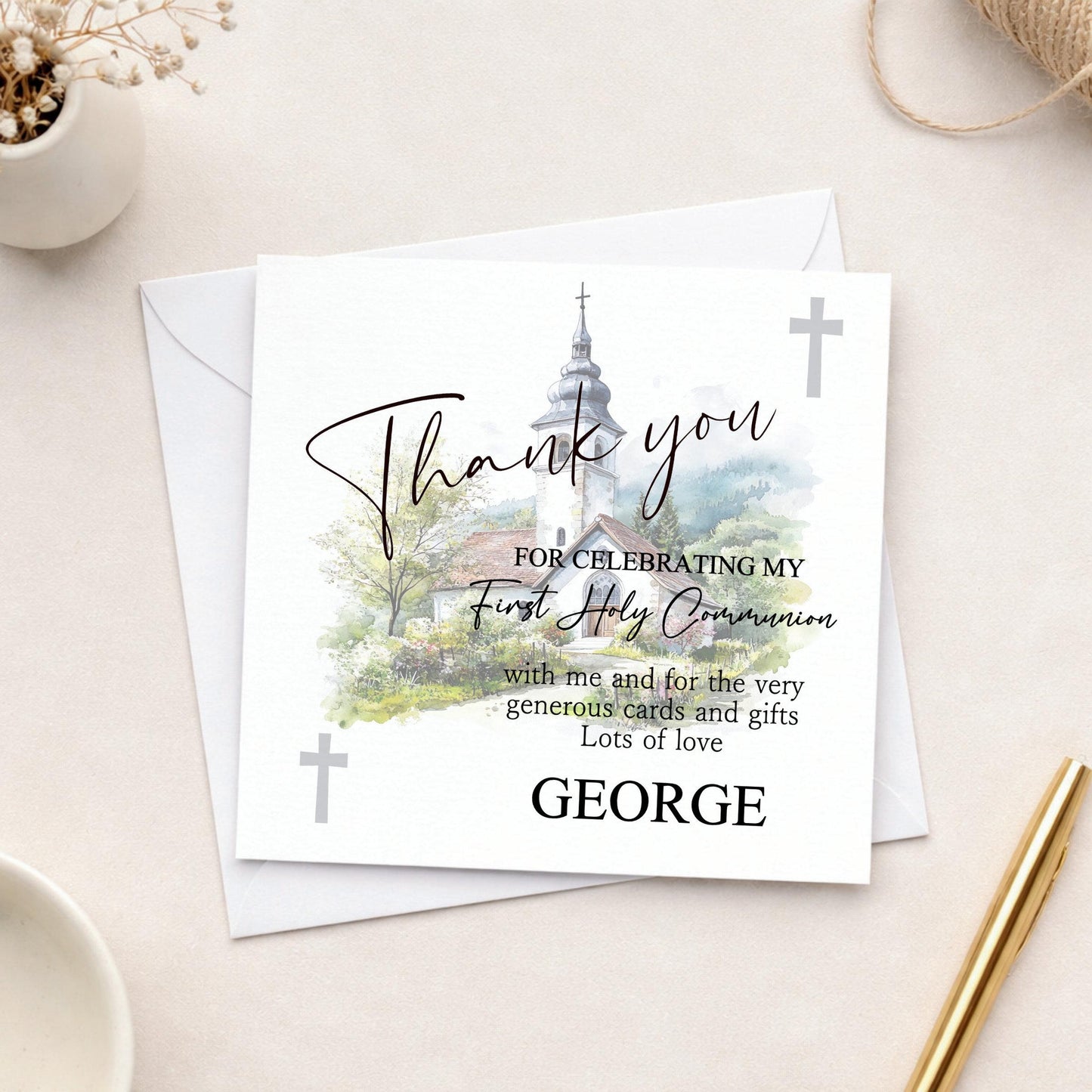Personalised Thank you communion for gifts cards