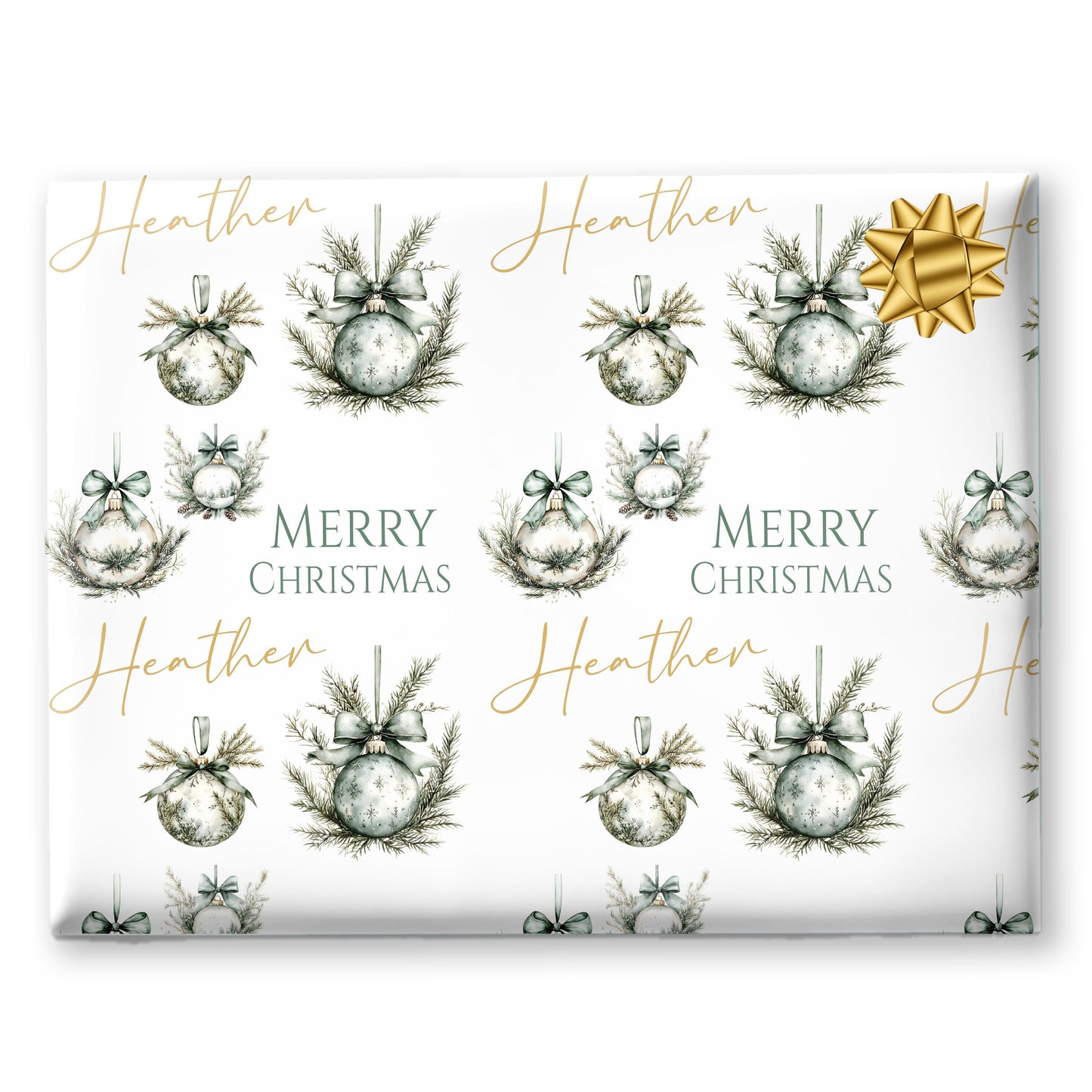 Personalised Wrapping Paper, Christmas Baubles, For Her | Personalised Christmas Gift Wrap| Personalised Gift Wrap | Wife ,Gran. Mum
