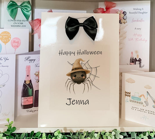 Personalised Halloween Gift Bag Son Daughter Grandson Granddaughter Spider gift bag treat bag sticker