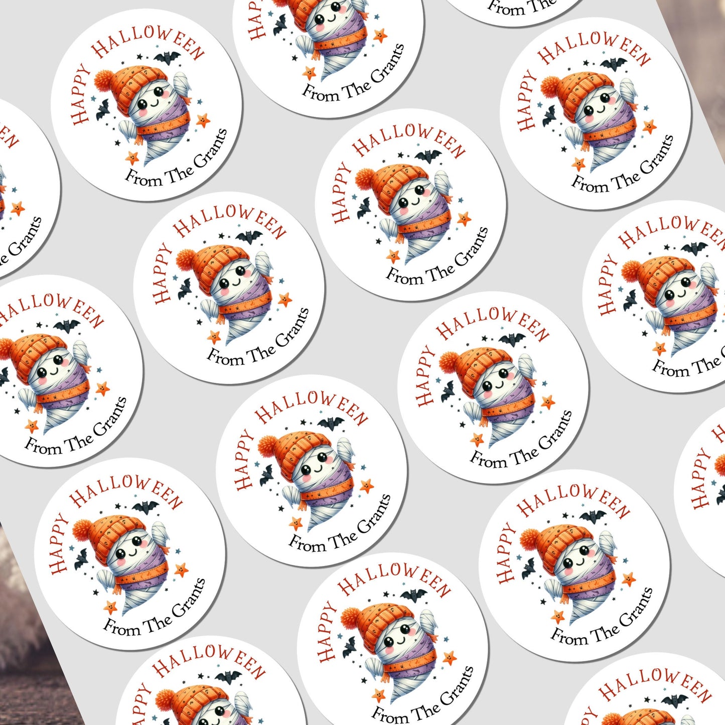 Personalised Halloween Stickers Labels for Sweet Cones Trick or Treat Bags