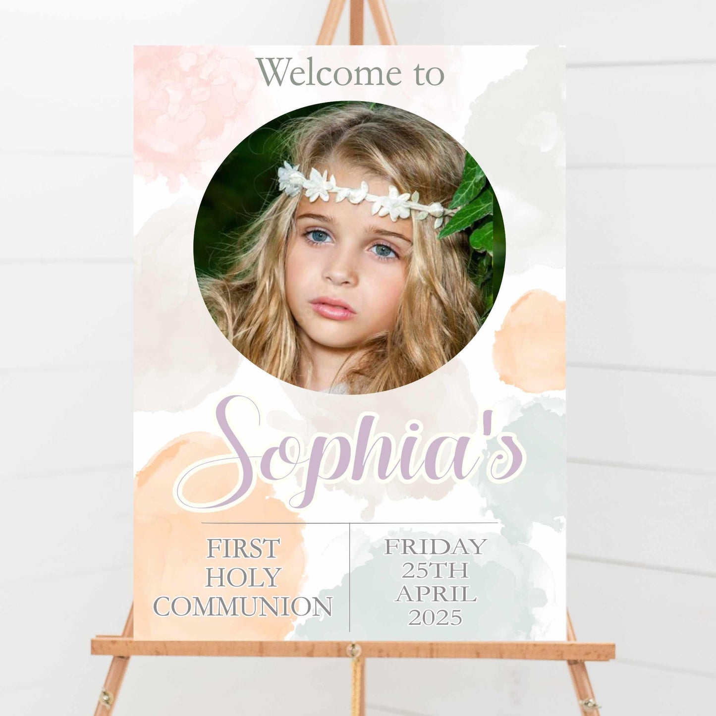 Printed Personalised First Holy Communion Welcome Sign, Custom Baptism & Christening Sign