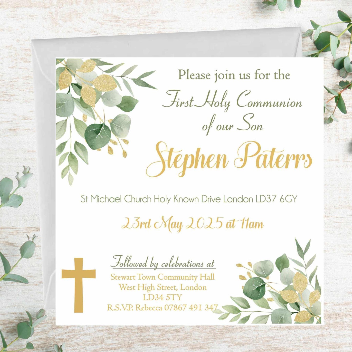 10 Printed Personalised First Holy Communion Invitations, Baptism or Confirmation Party