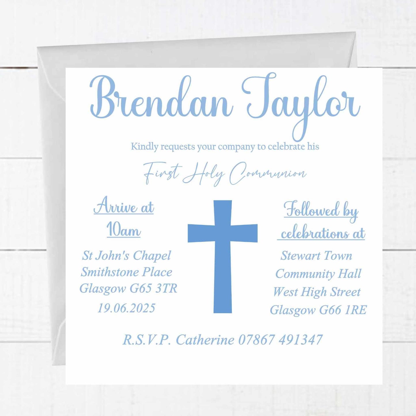 10 Printed Personalised First Holy Communion Invitations, Baptism or Confirmation Party