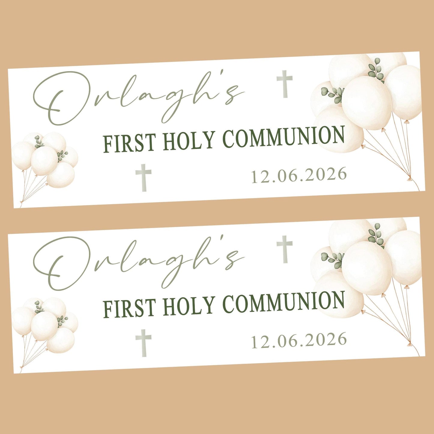 First Holy Communion Personalised Party Banners, Party Decor, Wall Decoration, 1st Communion or Confirmation