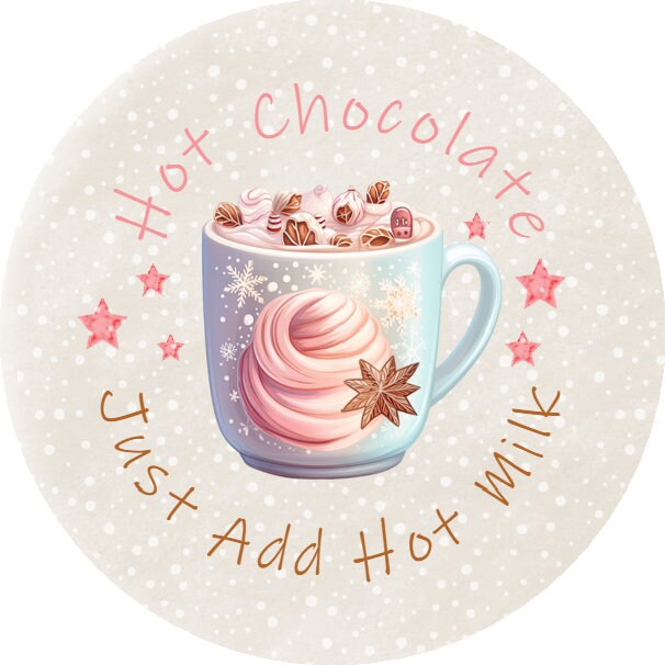 Personalised Christmas Stickers for Hot Chocolate Gift Wrap Label