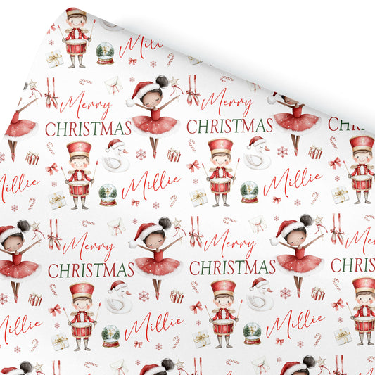 Ballerina wrapping paper, Personalised Boys and Girls Paper, Gift Wrap Roll, Nutcracker gift wrap
