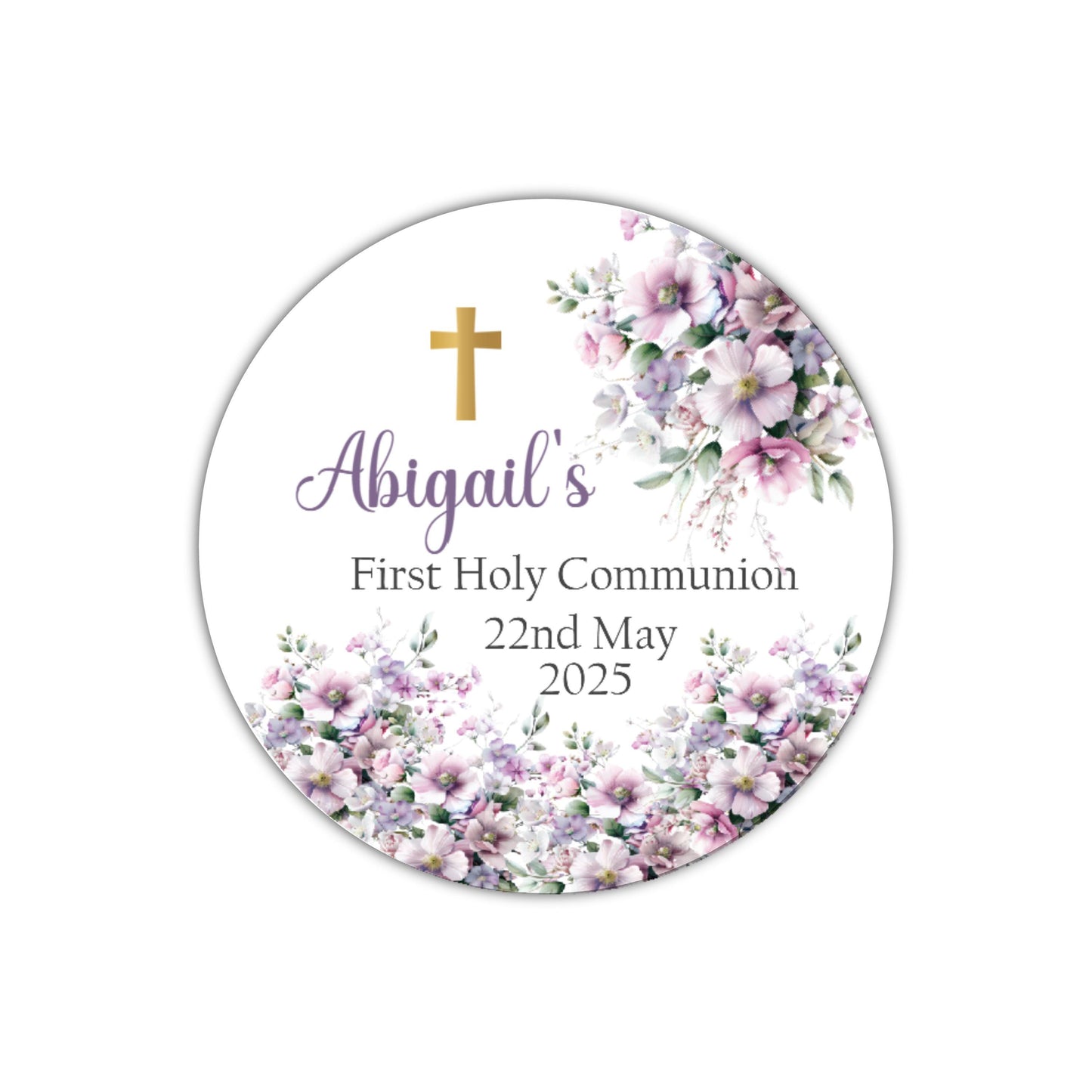 Personalised First Holy Communion Stickers, Party Bag Stickers, Sweet Cone Bags, Christening, Baptism