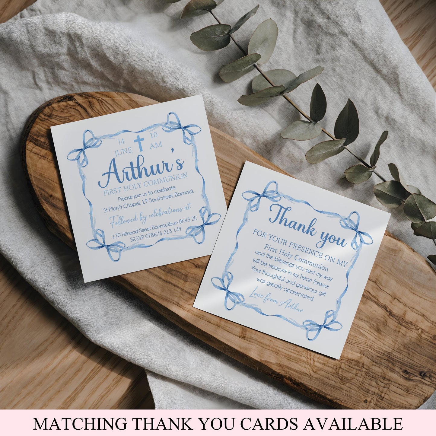 Printed Personalised First Holy Communion Invitations, Baptism or Confirmation Party