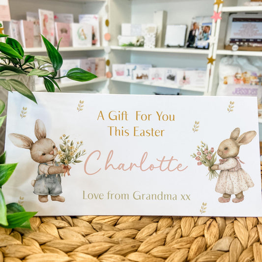 Personalised Easter Card Money Gift Wallet Easter Bunny Rabbits Easter Cupcakes Daughter Grandson Niece Nephew Family Easter