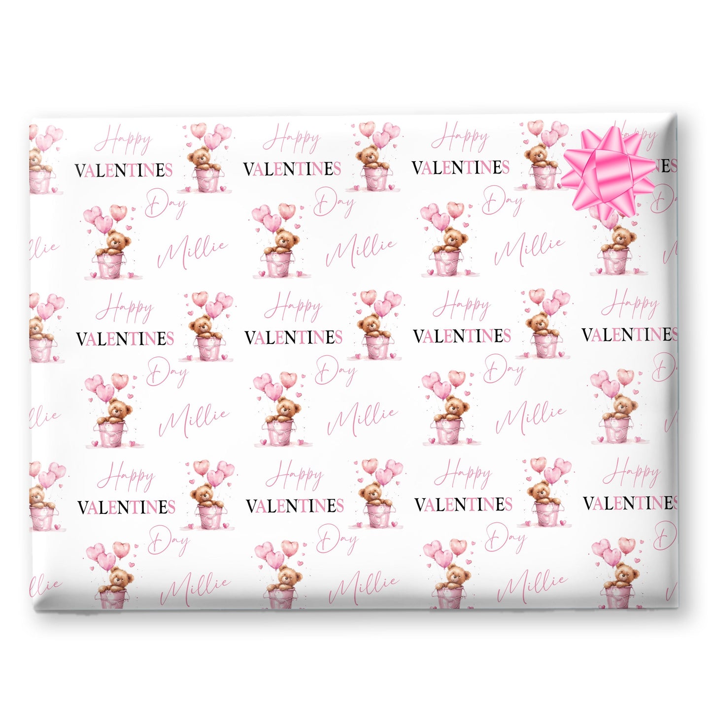Personalised Valentines Wrapping Paper, Teddy bear design, Valentines Gifts, Gift Wrap, Valentines gift bag, gifts for her