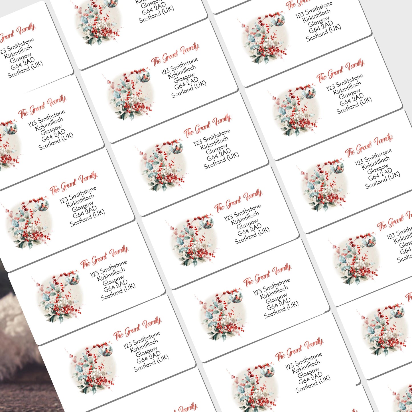 Christmas Address Labels rectangle personalised Christmas stickers business stickers