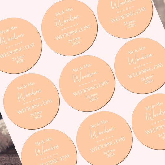 Personalised Wedding Thank You Stickers, Mr & Mrs Party Favours (Watercolour)