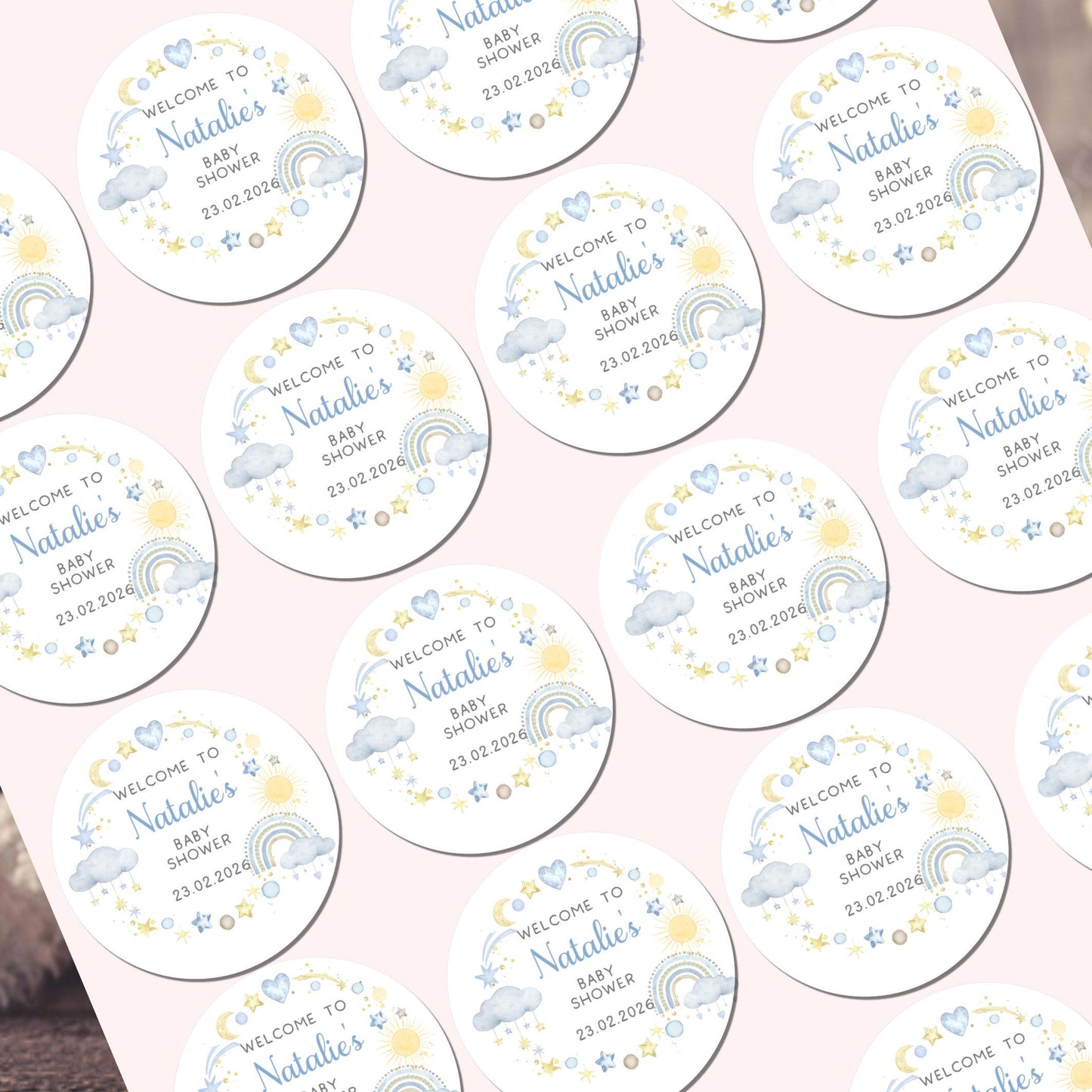 Personalised Baby Shower Stickers for Favours Party Bags Mum to be stickers Baby Boy Stickers