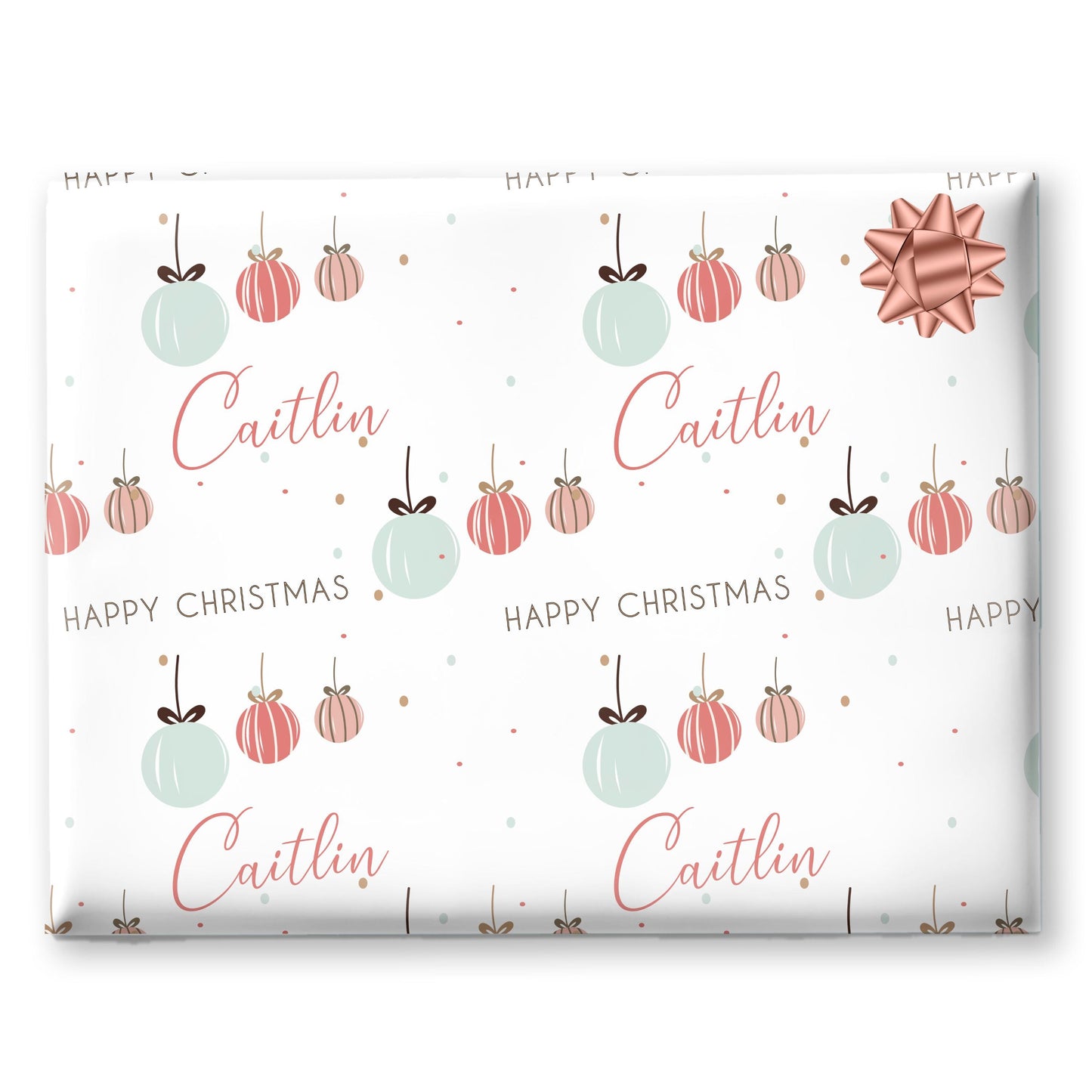 Personalised Pastel Christmas Wrapping Paper | Personalised Christmas Wrapping Paper | Personalised Gift Wrap| Christmas Baubles
