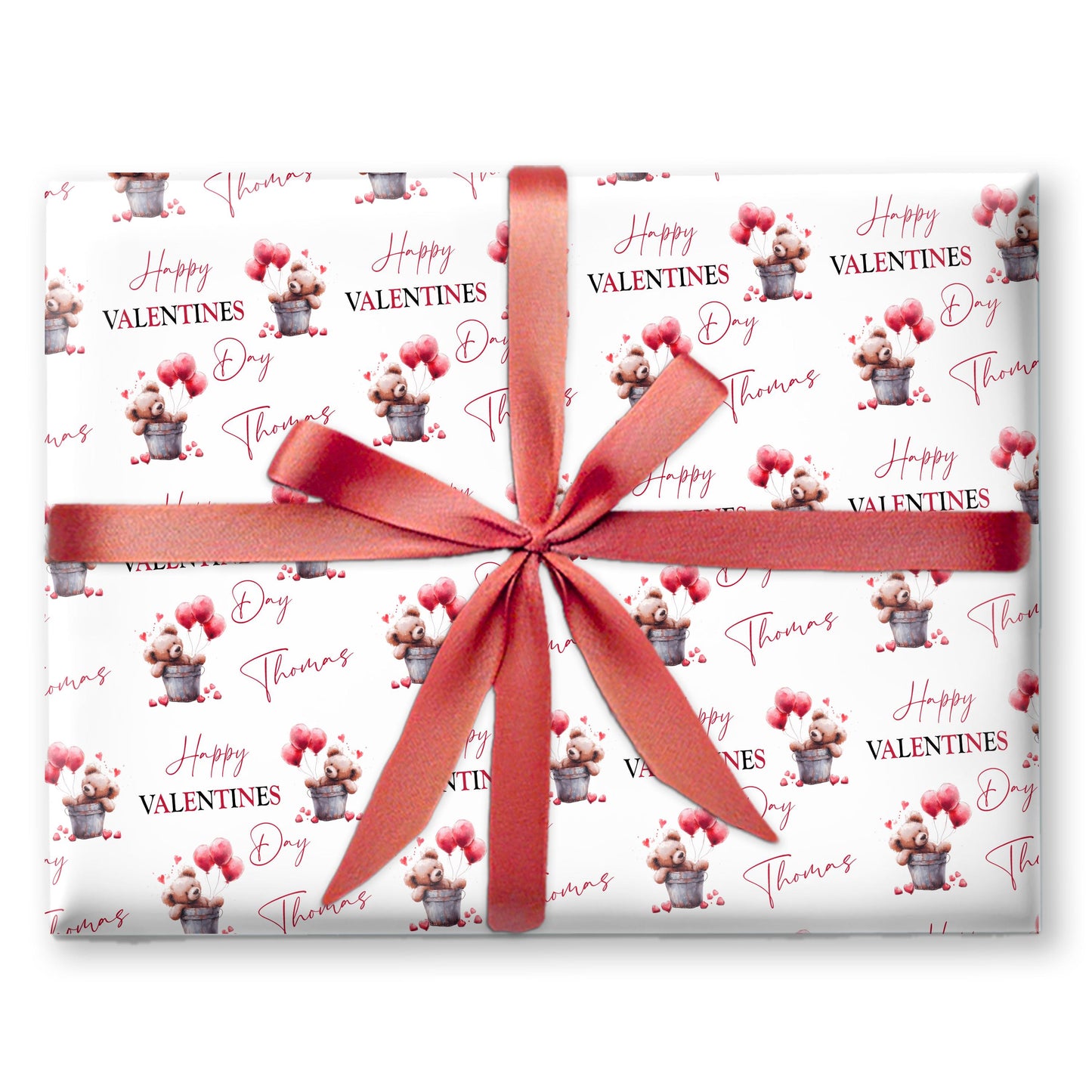 Personalised Valentines Wrapping Paper, Teddy bear design, Valentines Gifts, Gift Wrap, Valentines gift bag, gifts for her, Anniversary gift
