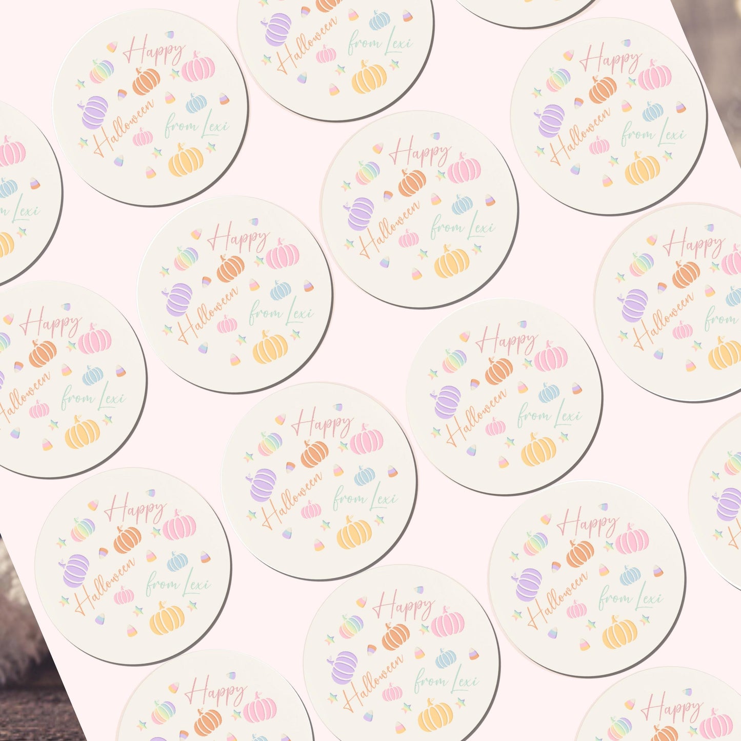 Personalised Halloween Stickers Pastel Labels for Treat Bag Trick or Treat Pastel stickers pumpkins