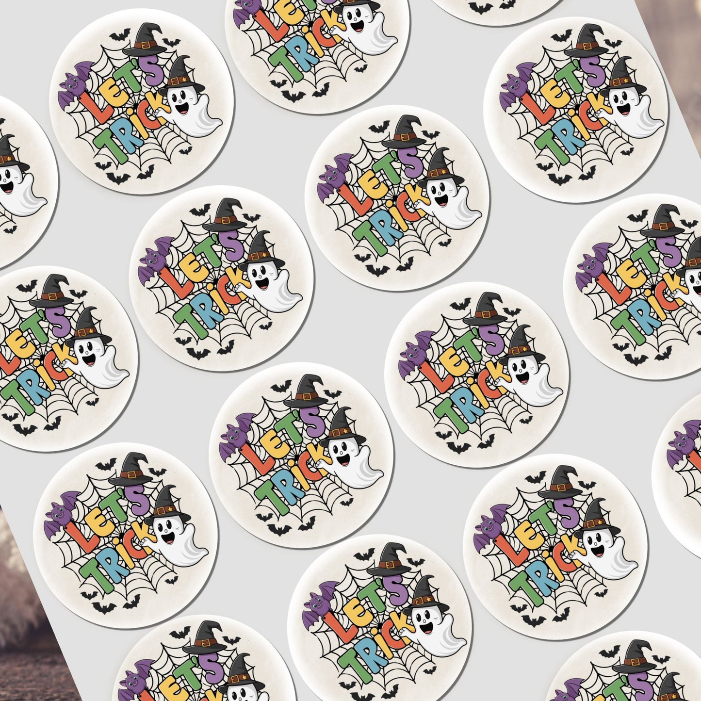 NON Personalised Halloween Stickers Labels for Sweet Cones Trick or Treat Bags