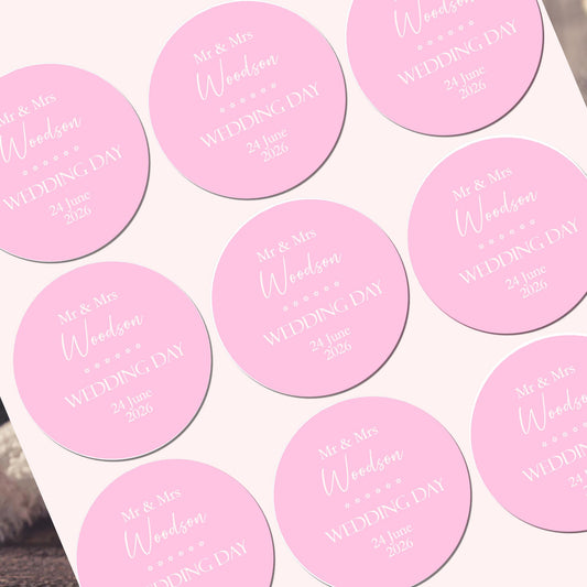 Personalised  Wedding Thank You Stickers For Guests, Mr & Mrs Wedding Stickers For Party Favours