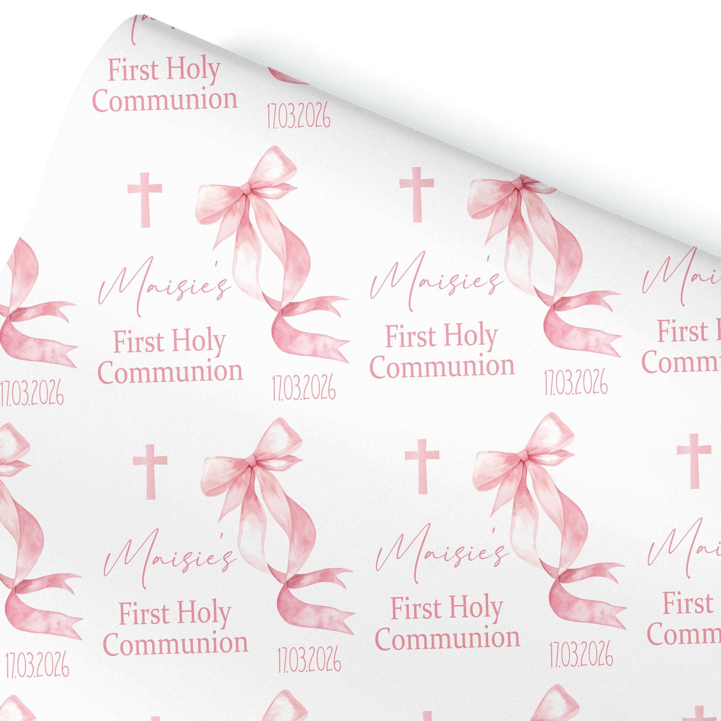 First Holy Communion Wrapping Paper, Bow design wrapping paper, Confirmation gift wrap, Religious gift ideas