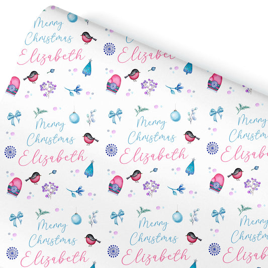 Personalised Gift Wrap | Personalised Christmas Wrapping Paper | Personalised Gift Wrap | Fun Gift Wrap | Robins