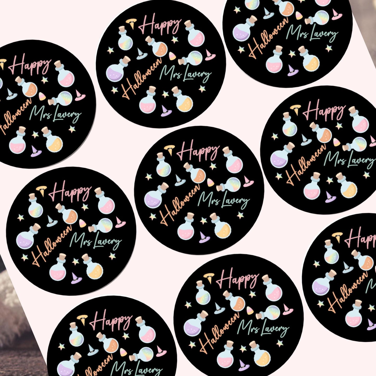 Personalised Halloween Stickers Pastel Labels for Treat Bag Trick or Treat Pastel pumpkin stickers