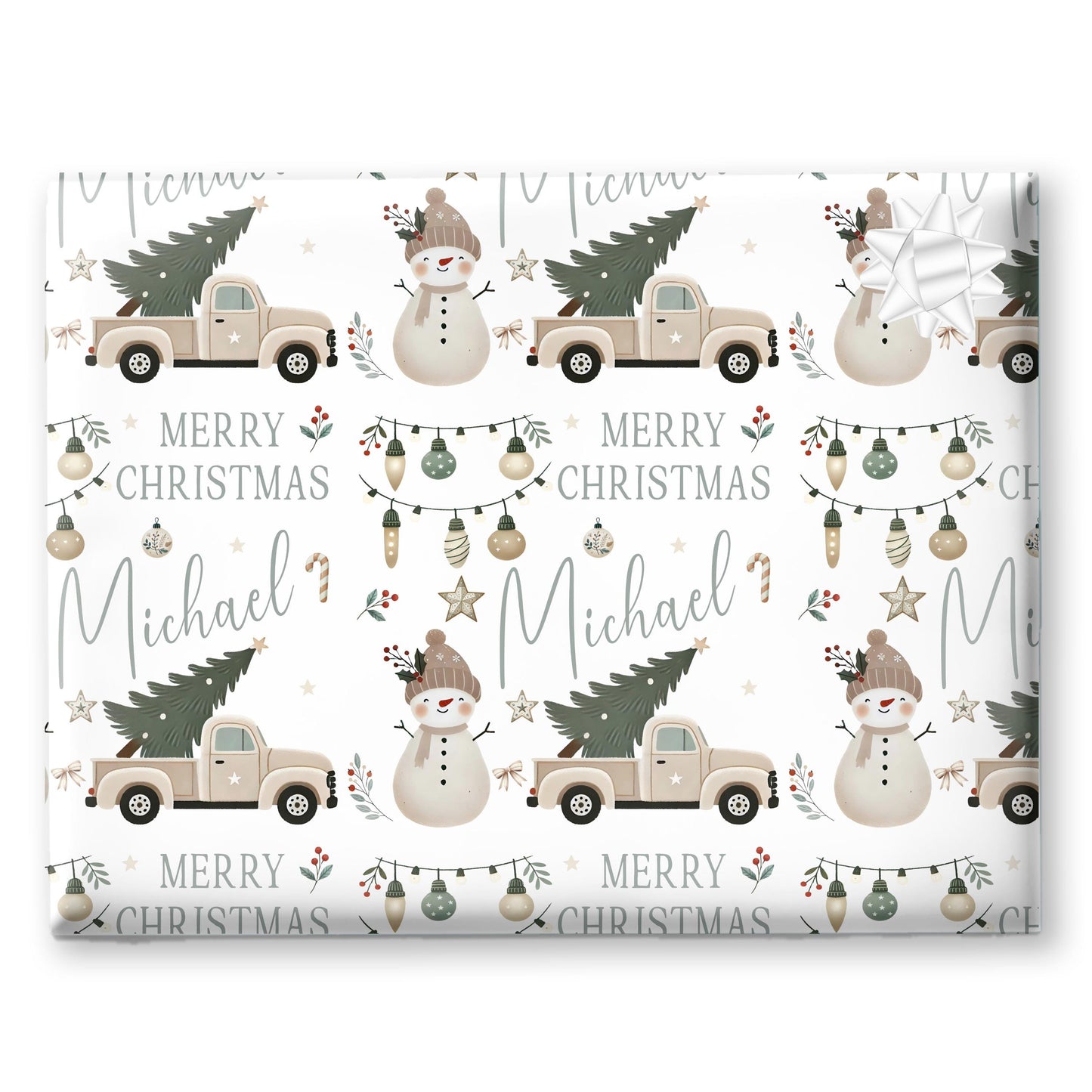 Personalised Wrapping Paper For Her, For Him, Christmas Elements Deisgn, Personalised Christmas Gift Wrap, Wife ,Gran. Mum