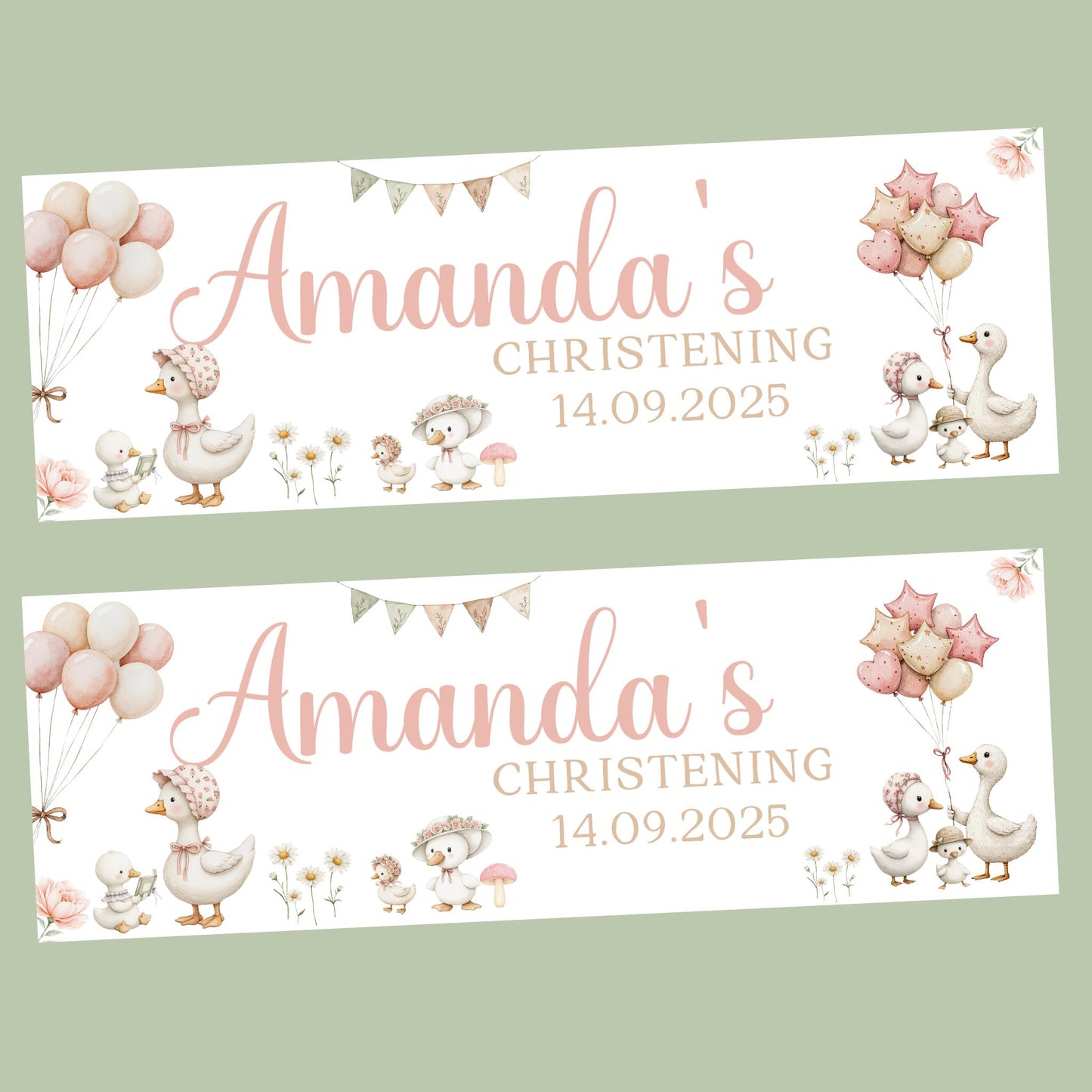 Personalised Christening Banner , Baptism decoration, Banners for christening, religious decorations, christening celebration decor, Animals