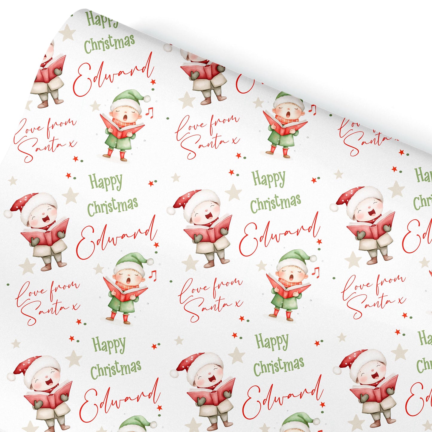 Personalised Gift Wrap | Personalised Christmas Wrapping Paper | Personalised Gift Wrap | Fun Gift Wrap | Carol Singer