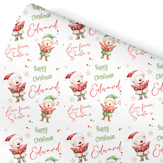 Personalised Gift Wrap | Personalised Christmas Wrapping Paper | Personalised Gift Wrap | Fun Gift Wrap | Carol Singer