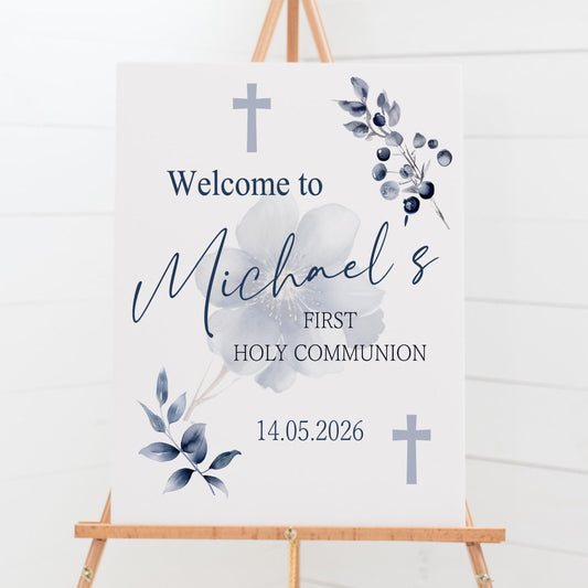 Personalised First Holy Communion Welcome Sign, Custom Baptism & Christening Sign
