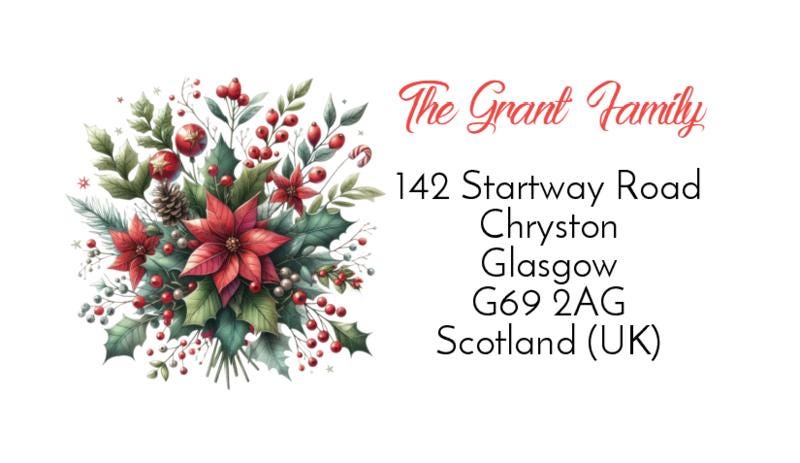 A4 sheet of 24 rectangle personalised christmas mix gift presents tag stickers new home labels