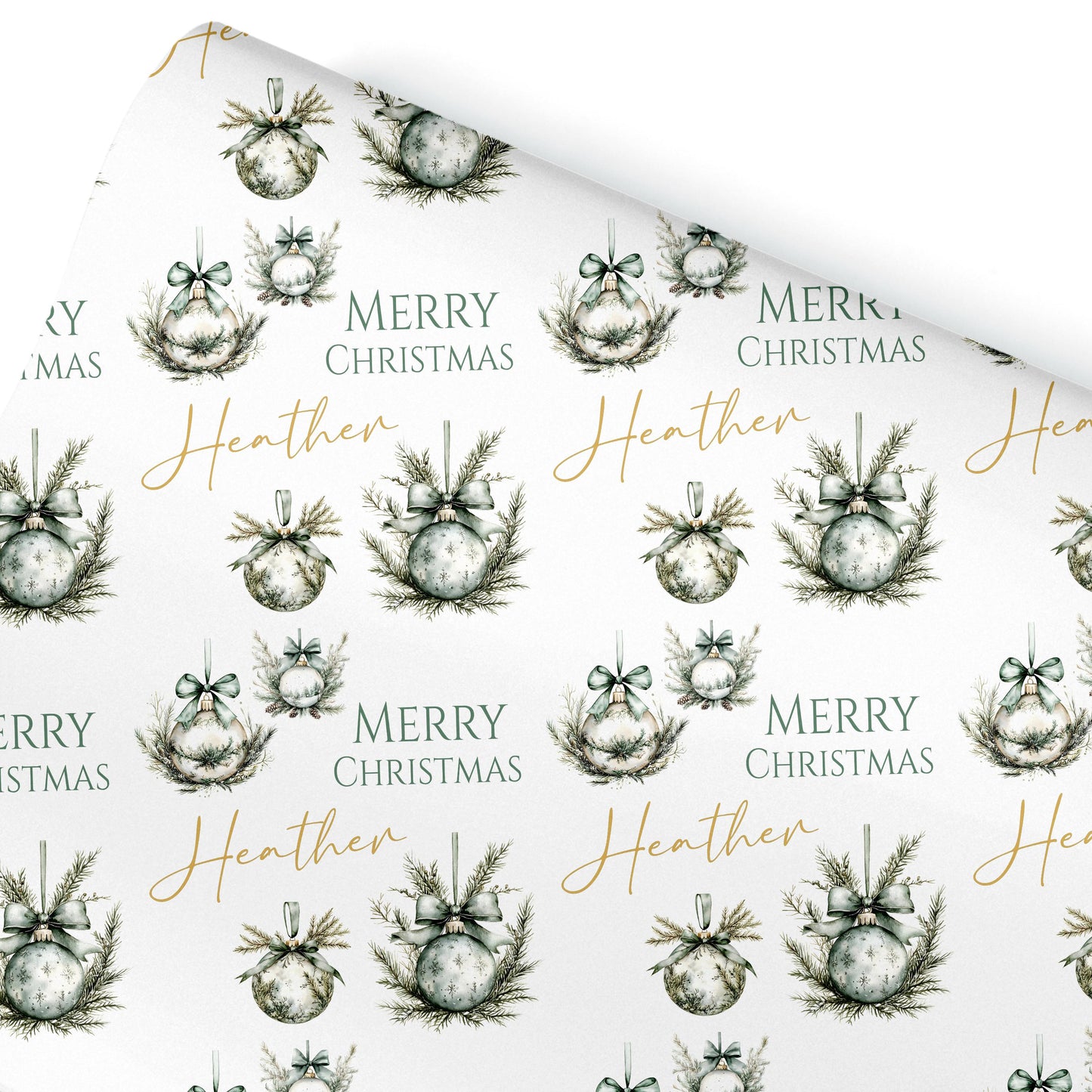 Personalised Wrapping Paper, Christmas Baubles, For Her | Personalised Christmas Gift Wrap| Personalised Gift Wrap | Wife ,Gran. Mum