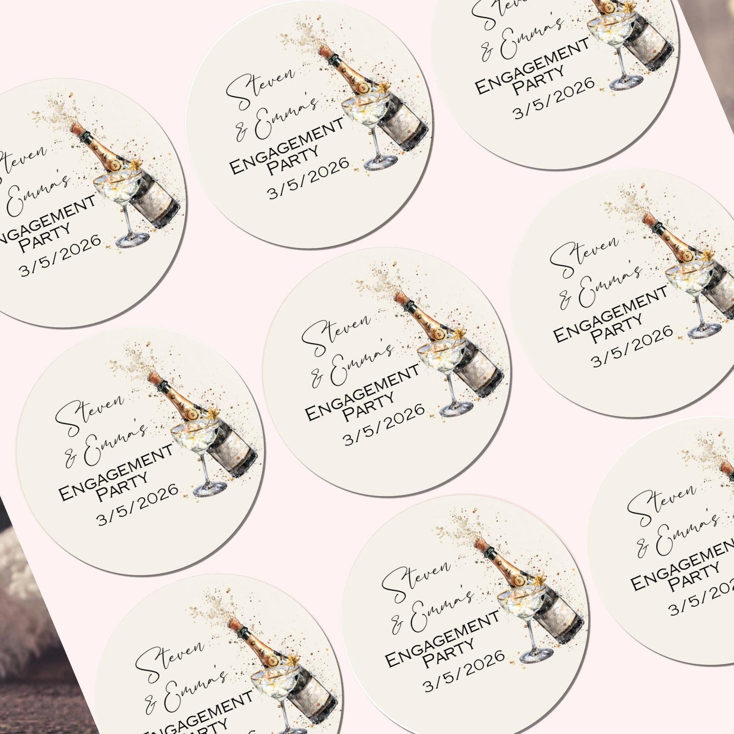 Personalised Engagement Stickers celebration stickers Cake Labels Personalised Thank you sticker Party Favour stickers