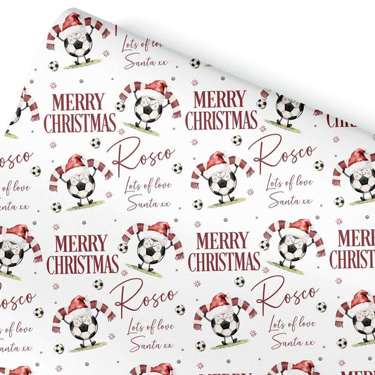 Football Christmas Wrapping Paper, Personalised Xmas Gift Wrap for Football Fans