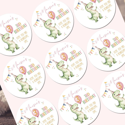 Personalised Dinosaur Birthday Stickers, Thank You For Coming To My Birthday Party, DIY Sweet cone, Dinosaur Party