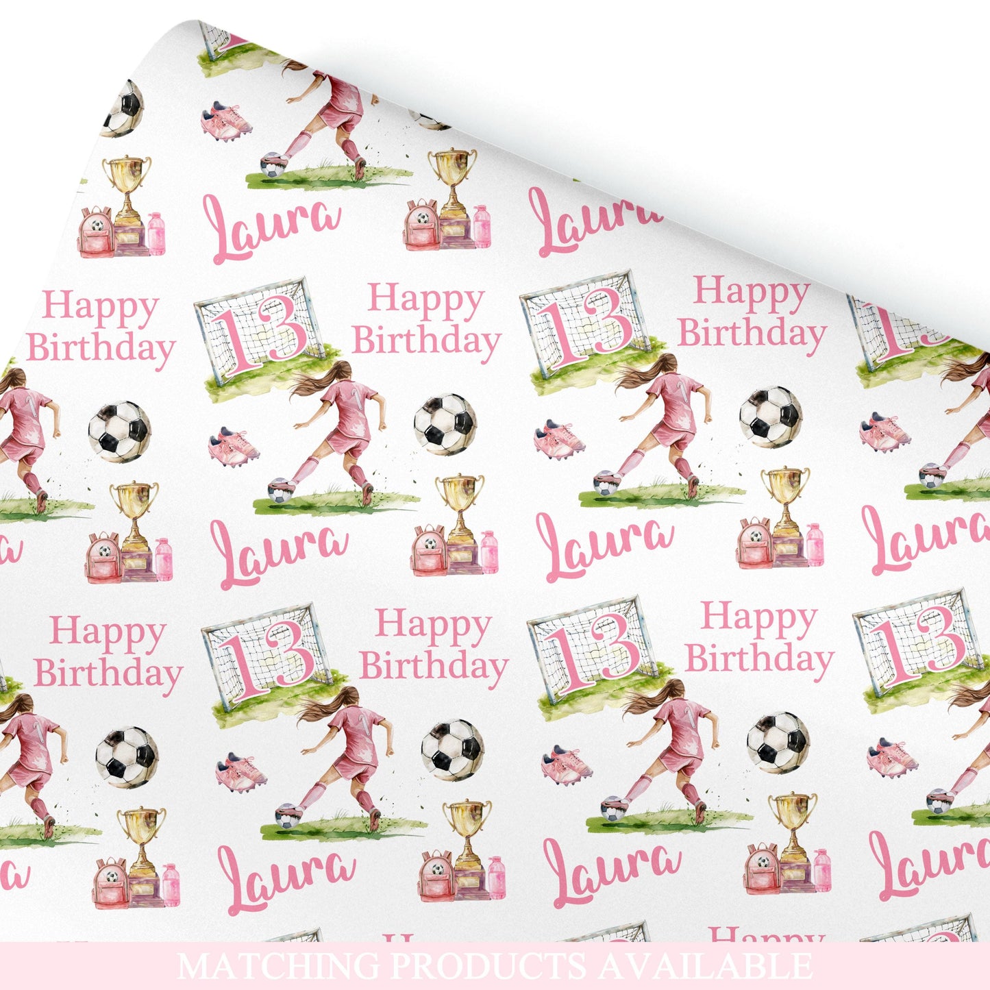 Personalised Gift Wrap | Personalised Birthday Wrapping Paper | Personalised Gift Wrap | Fun Gift Wrap | Girls Football