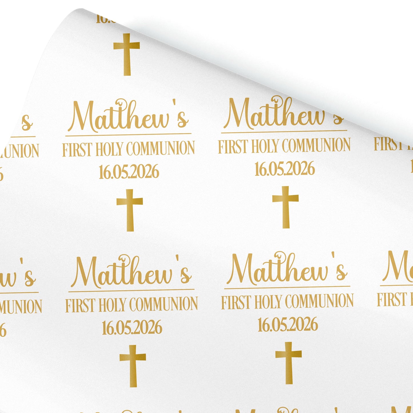 First Holy Communion Wrapping Paper – Personalised with Name & Date