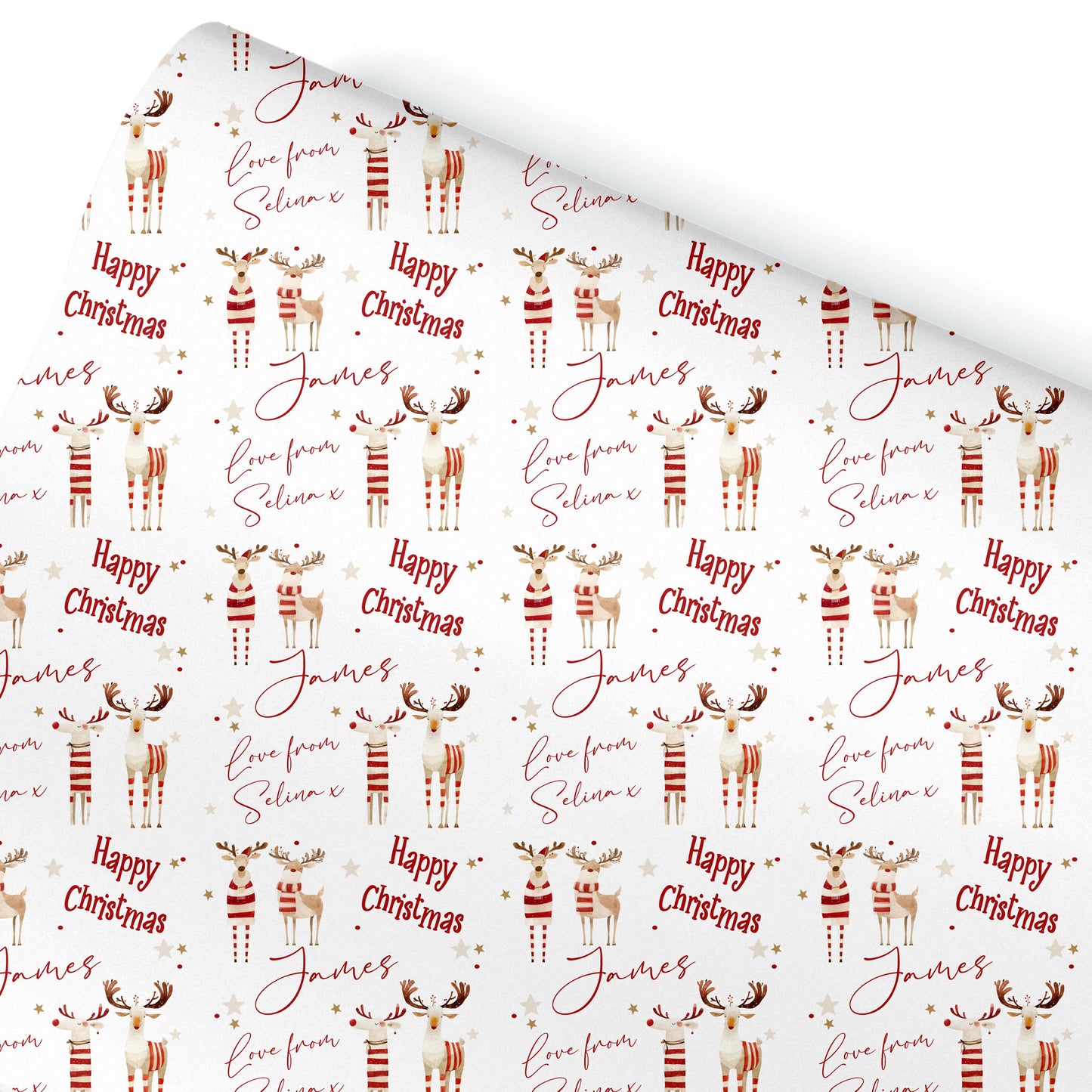 Christmas Gift Wrapping Paper,Personalised Reindeer Gift Wrap, For Her, For Him Novelty gift wrapping