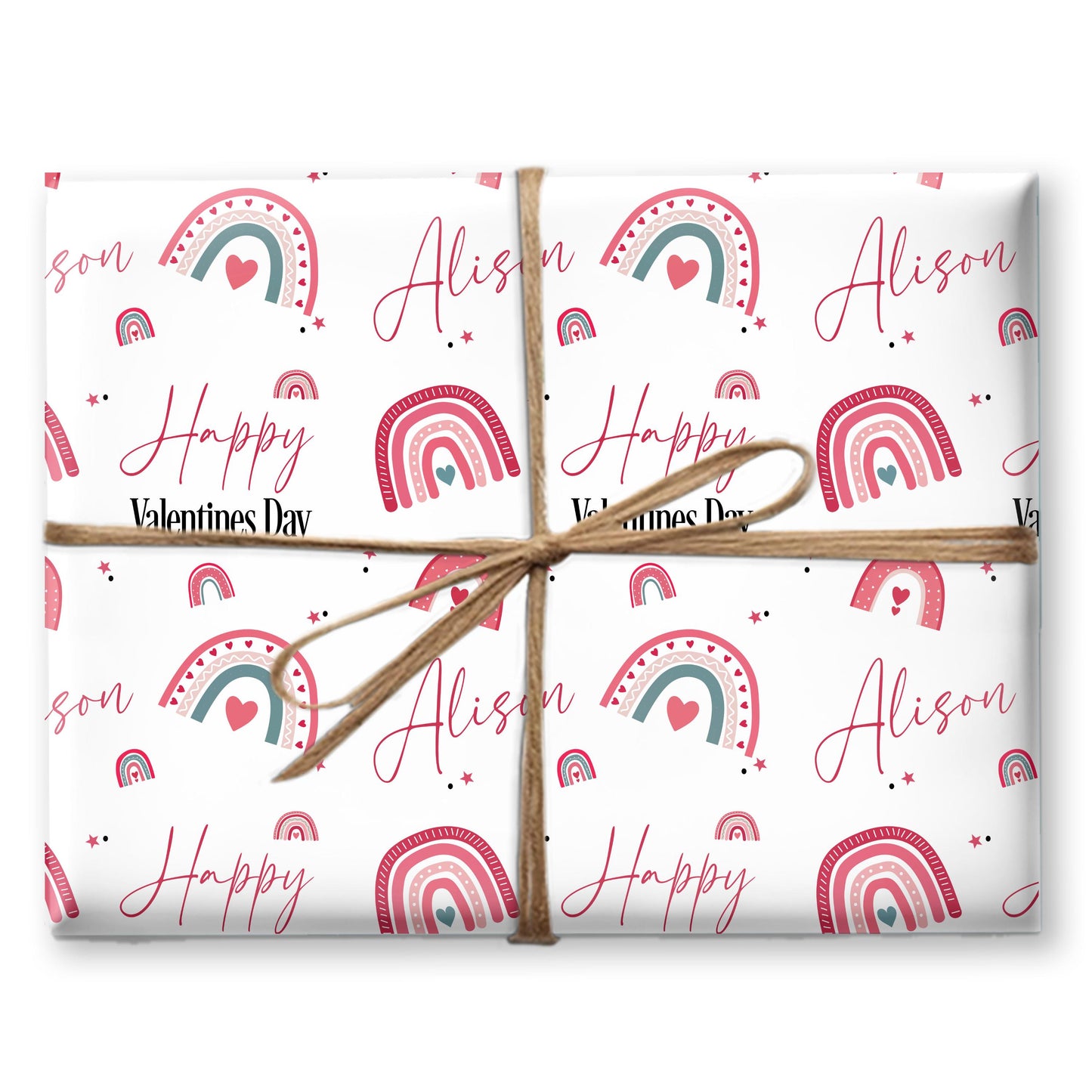 Personalised Valentines Wrapping Paper, Rainbow design, Valentines Gifts, Gift Wrap, Valentines gift bag, gifts for her