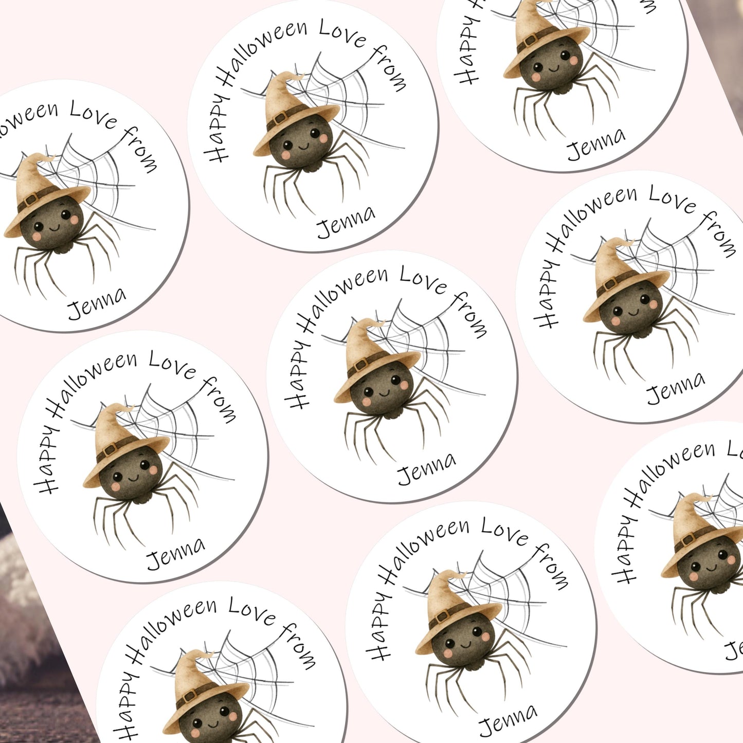 Personalised Halloween Stickers Labels for Sweet Cones Trick or Treat Spider stickers