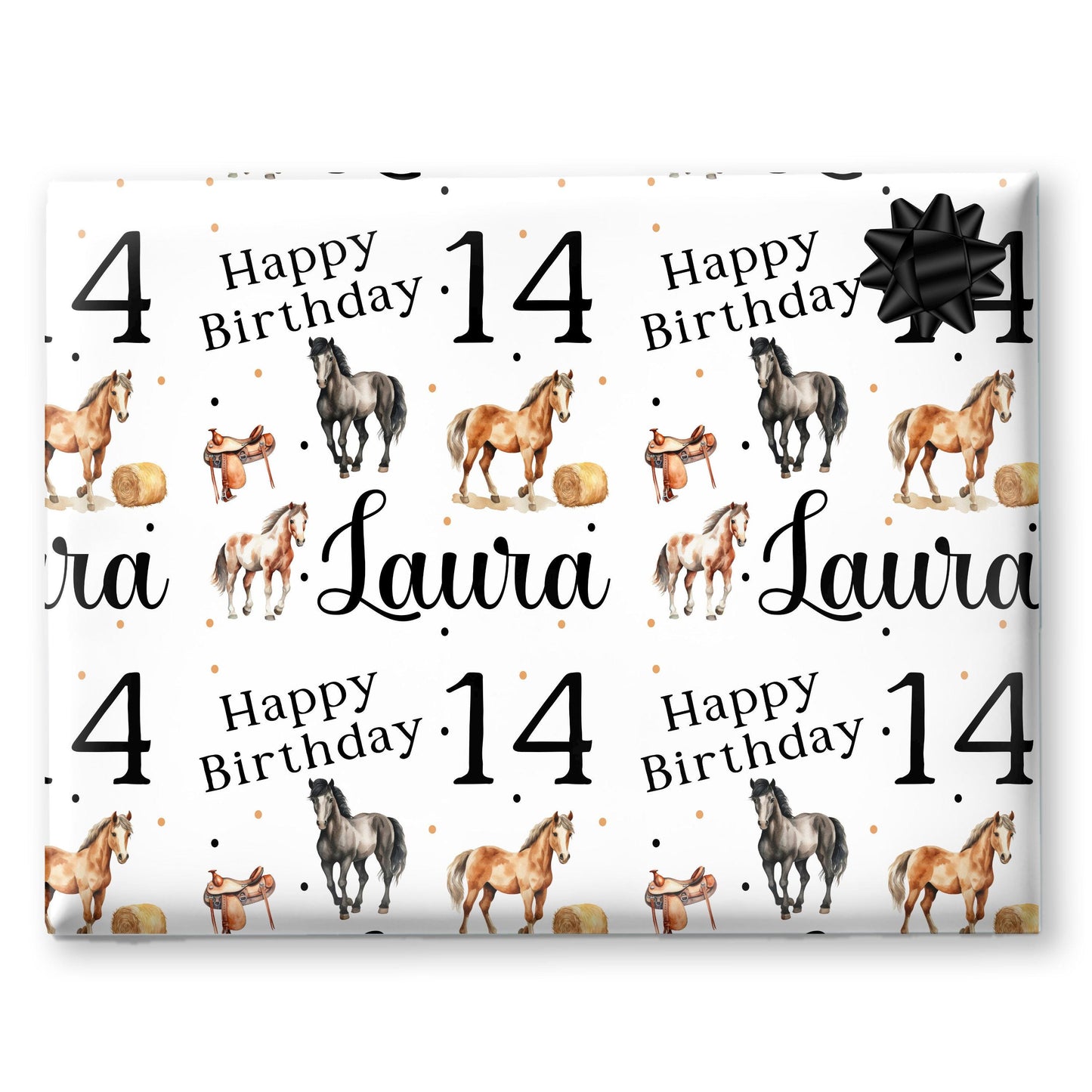 Personalised Kids Horse Lover Gift Wrapping Paper – Custom Name & Cute Equestrian Design for Pony Fans